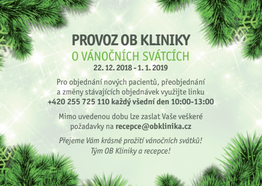 provoz kliniky o vánočních svátcích 2018