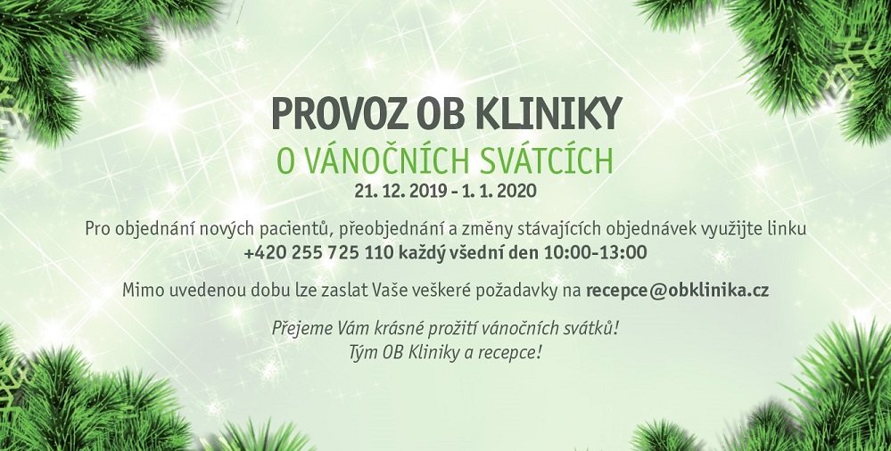 Informace o provozu kliniky o Vánočních svátcích